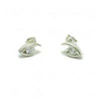 E000541 Stylish Sterling Silver Earrings With CZ 4.0mm 925